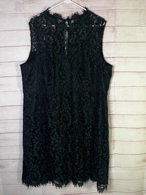 Eliza J Green Black Lace Sheath High Neck Sleeveless Dress Size 20W